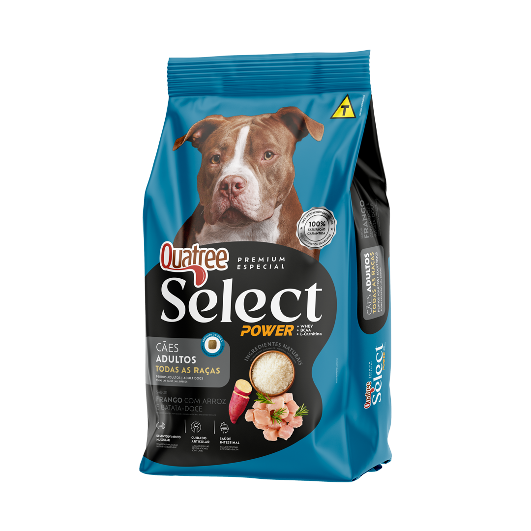 Embalagem da ração Quatree Select Power para cães